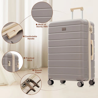 Premium ABS Travel Luggage Set , 3-Piece TSA Lock Suitcase Ensemble with 20, 24, and 28 Inch Sizes with 360° Spinner Wheels, rosybrown Dweva