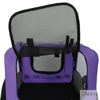 Outdoor Heavy Duty Collapsible Pet Bike Trailer with 16-Inch All-Terrain Wheels & Universal Hitch – Foldable Dog/Cargo Carrier Cart for Bicycles, purple Dweva