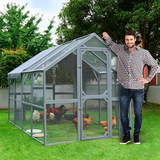 Outdoor Chicken Coop Enclosures 110" Large Kitten Playpen ,Upgrade Waterproof Cover-GREY Dweva