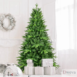 5ft Pre-Lit Christmas Tree with 250 Warm White LED Lights, 850 Tips Realistic PE+PVC Hinged Tree with Metal Stand, Full Artificial Xmas Tree for Holiday Decoration Dweva