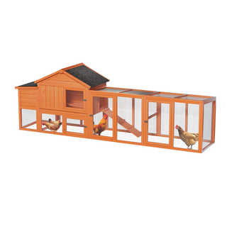 113.5" Large Wooden Chicken Coop Outdoor Hen House with Run, Waterproof Roof & Nesting Box, Secure Lock, Removable Tray, Ramp & Perch for 2–4 Chickens or Small Pets Dweva
