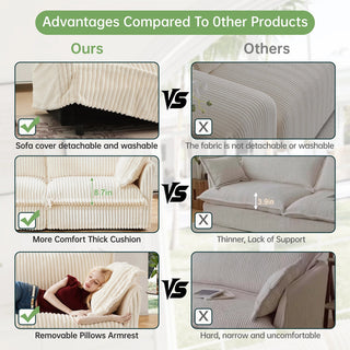 Slipcovered Fluffy Sofa - 2 Seat Dweva