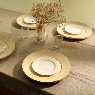 Handcrafted 13" Wood Charger Plate Wooden Dinning Placemat Artisan Wood Tableware Dweva