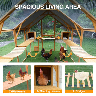 Outdoor Yellow Chicken Coop Enclosures 110" Large Kitten Playpen,Upgrade Waterproof Cover Dweva