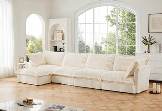 Slipcovered Fluffy Sofa - 4 Seat with Ottoman Dweva