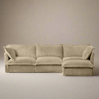 Slipcovered Fluffy Sofa - 3 Seat with Ottoman Dweva