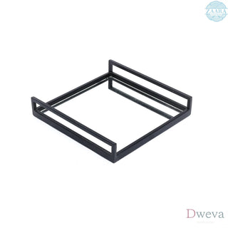 Handcrafted Glass With Metal Frame Serving Tray - 20x20x3 Inches | Rustic & Elegant Design for Entertaining-Set of 2 Dweva