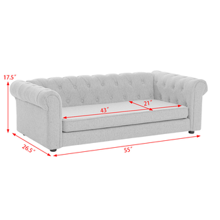Elegant rectangular pet bed for big and oversized dogs, durable elevated dog sofa bed, comfortable dog sofa, modern and fashionable linen fabric dog sofa-DARK BLUE Dweva