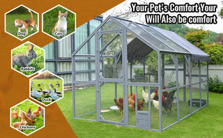 Outdoor Chicken Coop Enclosures 110" Large Kitten Playpen ,Upgrade Waterproof Cover-GREY Dweva