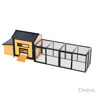 118" Large Wooden Chicken Coop Outdoor Hen House with Nesting Box, Leak-Proof Pull-Out Tray, Asphalt Roof & Free-Range Doors – Secure Poultry Cage for Backyard Farm Use Dweva