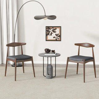 Set of 2 Rubberwood Dining Chairs with Ergonomic Backrest & Comfort Cushions, Walnut+Charcoal (same sku: 59296.00F) Dweva