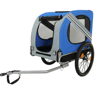 Large Folding Bike Trailer for Dogs – 66LB Capacity All-Terrain Pet Carrier, Durable Steel Frame for Cycling, Jogging, Camping & Outdoor Adventures, Blue-Gray Dweva