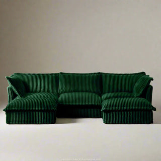 Slipcovered Fluffy Sofa - 3 Seat with 2 Ottoman Dweva