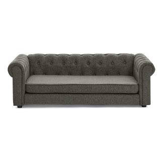 Elegant rectangular pet bed for big and oversized dogs, durable elevated dog sofa bed, comfortable dog sofa, modern and fashionable linen fabric dog sofa-DARK GREY Dweva