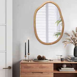 Irregular Wall Mirror Decorative, Asymmetrical Mirror for Wall Decor, Wavy Accent Mirrors for Living Room Bathroom Bedroom Entryway, Abstract Irregular Shape Curvy Mirror, 32"x22" Dweva