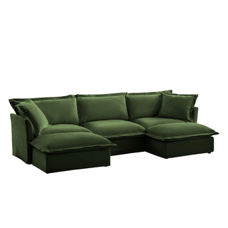 Slipcovered Fluffy Sofa - 3 Seat with 2 Ottoman Dweva