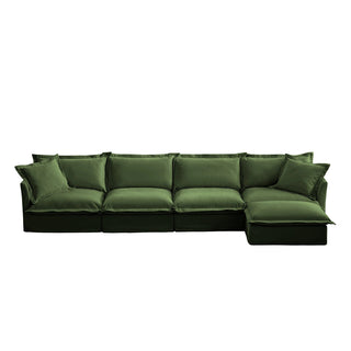 Slipcovered Fluffy Sofa - 4 Seat with Ottoman Dweva