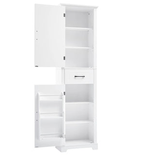 Tall Bathroom Storage Cabinet, Freestanding Storage Cabinet with Two Doors and Adjustable Shelves, Door Shelve Design, MDF Board with Painted Finish, White Dweva