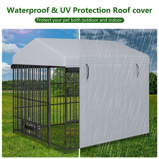 Large Dog Kennel Outdoor Pet Pens Dogs Run Enclosure Animal Hutch Metal Coop Fence with Roof Cover(6.6'L x 6.6'W x 6.4'H) Dweva