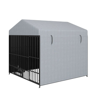 Large Dog Kennel Outdoor Pet Pens Dogs Run Enclosure Animal Hutch Metal Coop Fence with Roof Cover(6.6'L x 6.6'W x 6.4'H) Dweva