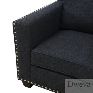 Kendall Linen Nailhead Loveseat Dweva