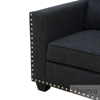Kendall Linen Track-Arm Nailhead Sofa Dweva