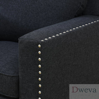 Kendall Linen Nailhead Loveseat Dweva