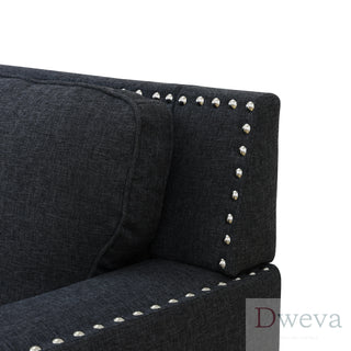 Kendall Linen Track-Arm Nailhead Sofa Dweva
