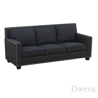 Kendall Linen Track-Arm Nailhead Sofa Dweva