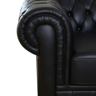 88" Black Cow Top Leather 3-Piece Living Room Sofa Set