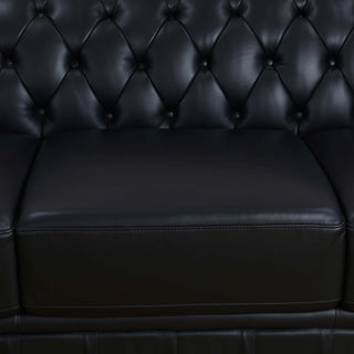 88" Black Cow Top Leather 3-Piece Living Room Sofa Set