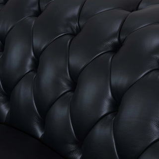 88" Black Cow Top Leather 3-Piece Living Room Sofa Set