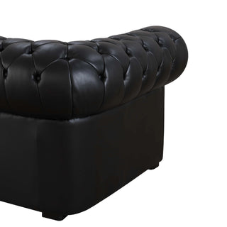 88" Black Cow Top Leather 3-Piece Living Room Sofa Set