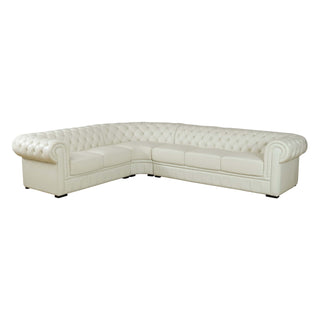 Off-White Cow Top Leather 3-Piece Living Room Sofa Set