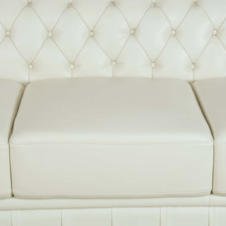 Off-White Cow Top Leather 3-Piece Living Room Sofa Set