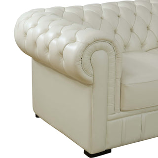 Off-White Cow Top Leather 3-Piece Living Room Sofa Set