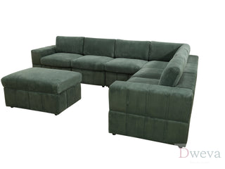 Haven 7-Piece Corduroy Modular Sectional Sofa Set Dweva