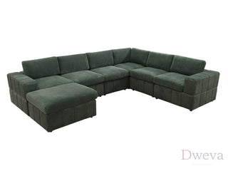 Haven 7-Piece Corduroy Modular Sectional Sofa Set Dweva