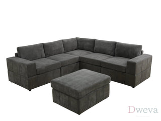 Haven 6-Piece Pineapple Fabric Modular Sectional Sofa Set Dweva