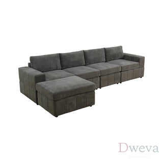 Haven 5-Piece Pineapple Fabric Modular Sectional Sofa Set Dweva