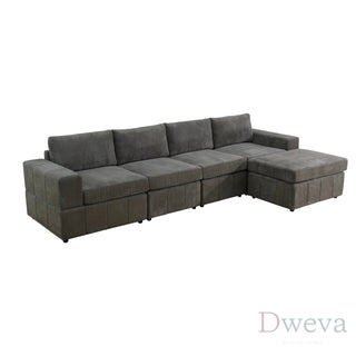 Haven 5-Piece Pineapple Fabric Modular Sectional Sofa Set Dweva