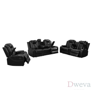 CineLuxe 3-Piece Breathing Leather Recliner Set Dweva
