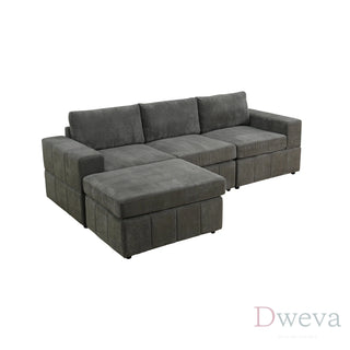 Haven 4-Piece Pineapple Fabric Modular Sectional Sofa Set Dweva