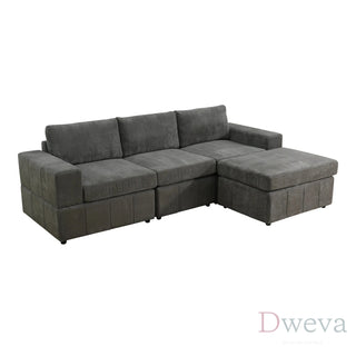 Haven 4-Piece Pineapple Fabric Modular Sectional Sofa Set Dweva