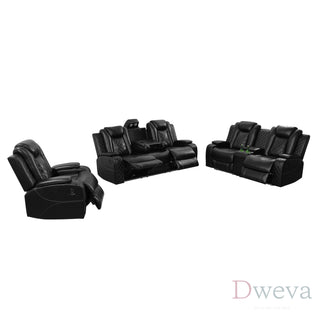 CineLuxe 3-Piece Breathing Leather Recliner Set Dweva