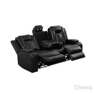 CineLuxe 3-Piece Breathing Leather Recliner Set Dweva