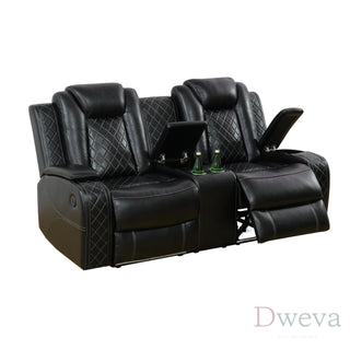 CineLuxe 3-Piece Breathing Leather Recliner Set Dweva