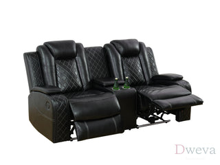 CineLuxe 3-Piece Breathing Leather Recliner Set Dweva