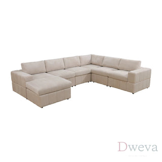 Haven 7-Piece Corduroy Modular Sectional Sofa Set Dweva