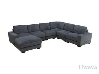 Haven 7-Piece Corduroy Modular Sectional Sofa Set Dweva